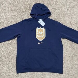 Seattle Reign FC Hoodie Mens Large Blue Nike Club Fleece Pullover NWSL Soccer